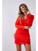 Rochie camasa wrap cu drapaj, portocaliu inchis 110537 - Magazin online - Boutique